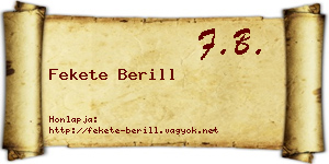 Fekete Berill névjegykártya